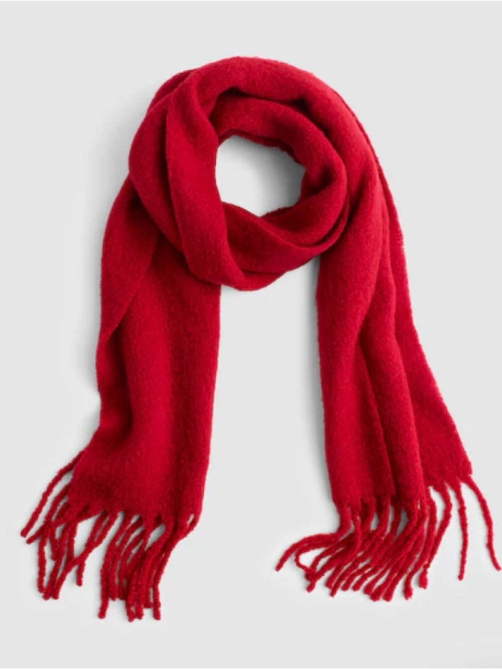 Red Alpaca Blend Fringe Scarf